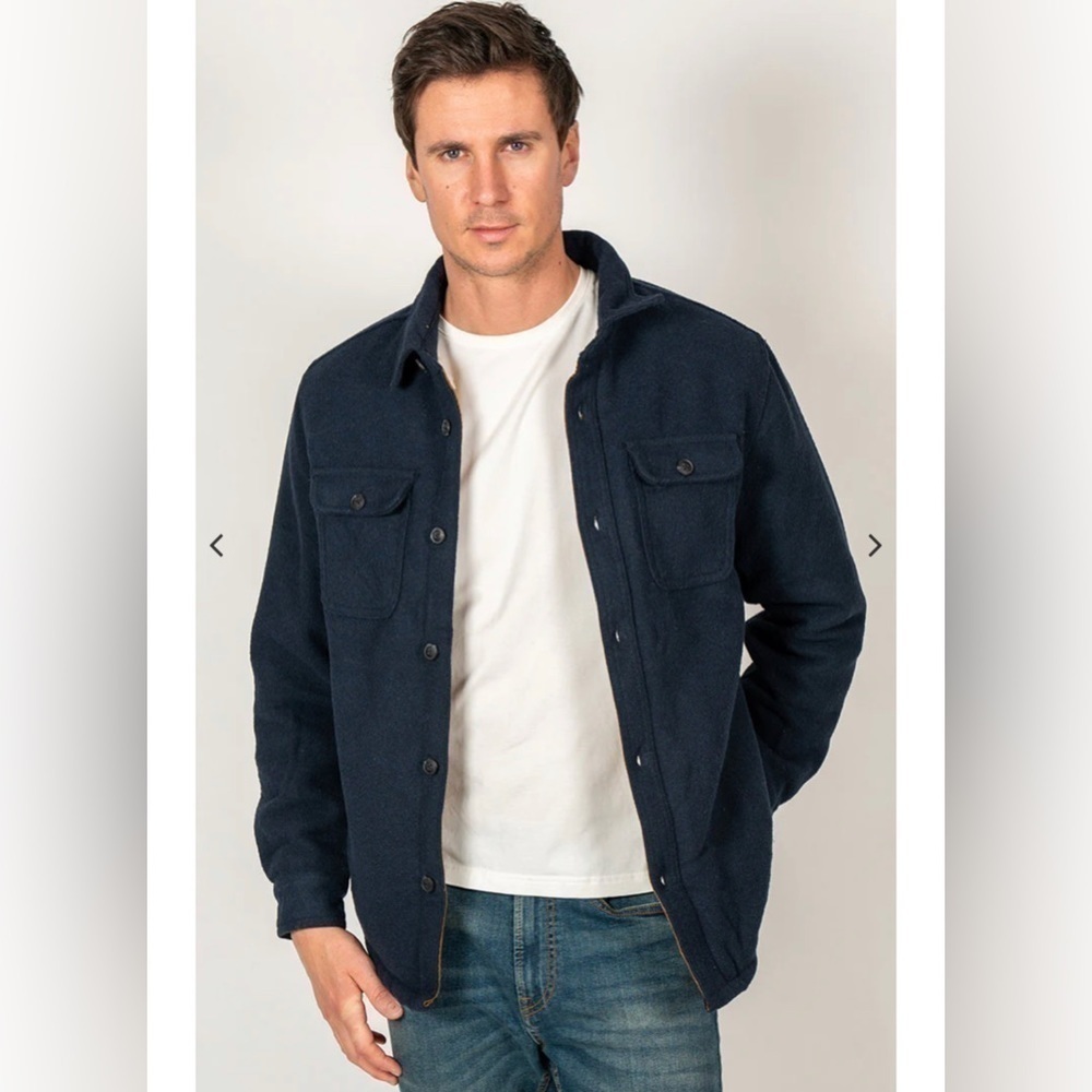 JACHS New York BLUE WOOL BLEND SHERPA SHIRT JACKET NWT